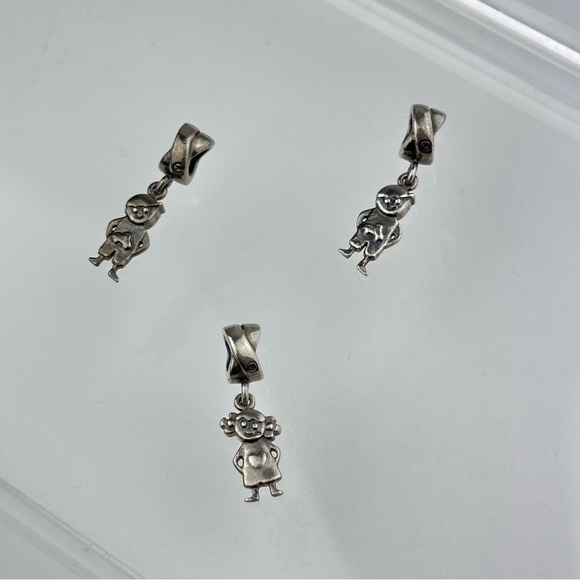 Vintage Signed RL Italy 925 Silver Child Boy Girl Charms - Picture 1 of 12